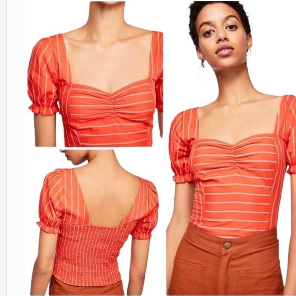 Free People Rose Garden Striped Crop Top